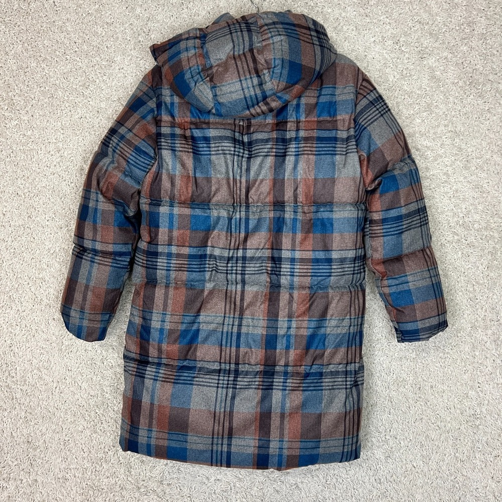 A New‎ Day Insulated Puffer Coat Womens XS Blue Plaid Hooded Warm Winter Casual - Picture 7 of 9